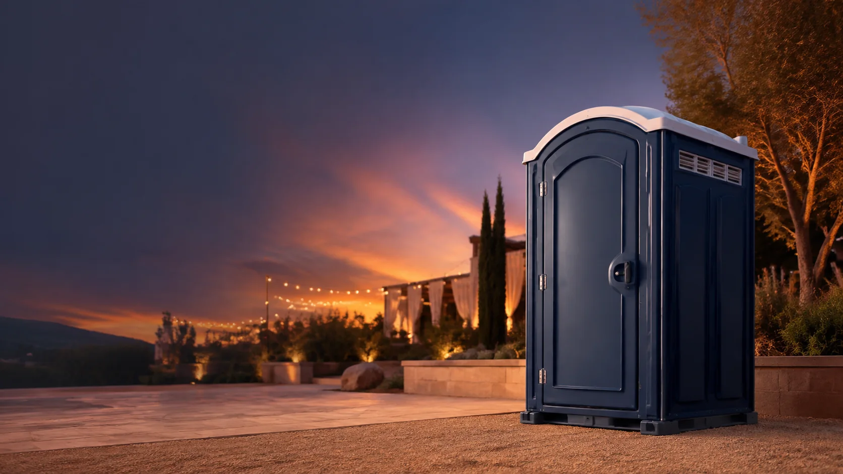 Portable restroom shown for rental planning in Alabaster, AL